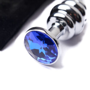 LOVETOY Spiral Butt Plug Rosebud with Darkblue Jewel